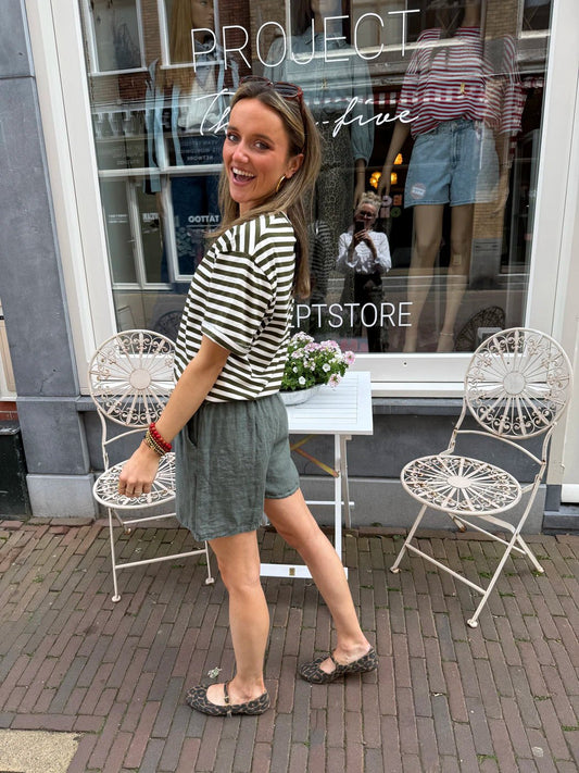 Jaydi shorts linnen green - Project 35