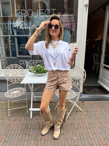 Jessie denim shorts bambi print stretch - Project 35