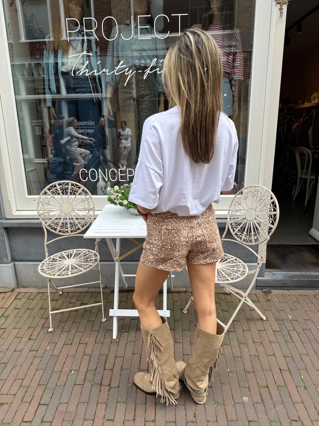 Jessie denim shorts bambi print stretch - Project 35
