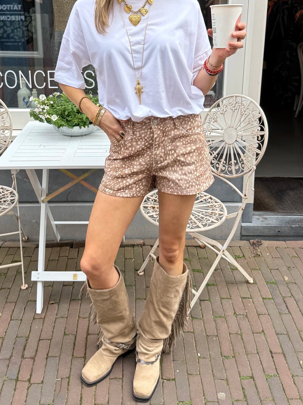 Jessie denim shorts bambi print stretch - Project 35