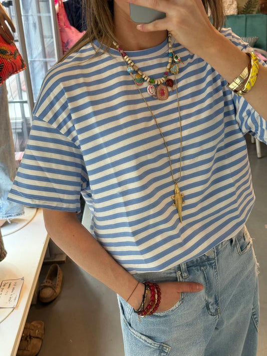Jet shortsleeve blue/white striped - Project 35