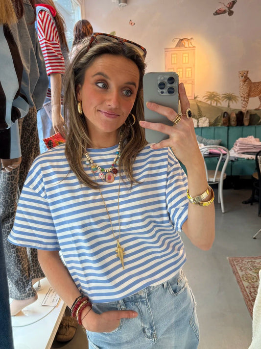 Jet shortsleeve blue/white striped - Project 35