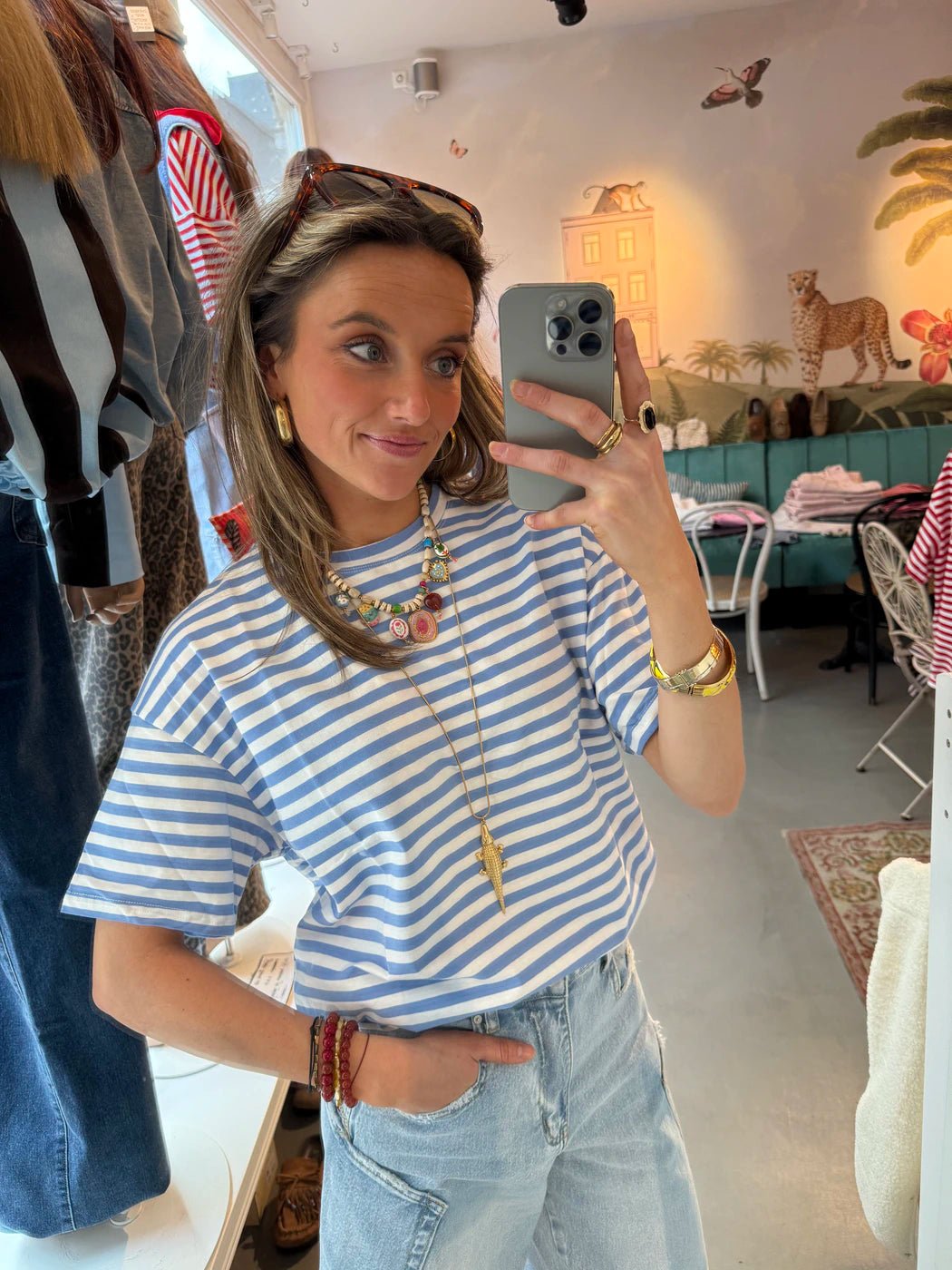 Jet shortsleeve blue/white striped - Project 35
