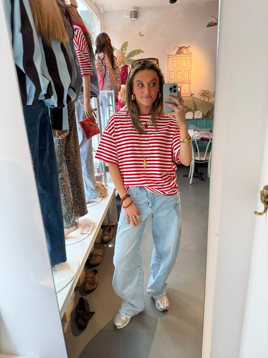 Jet shortsleeve red/white striped - Project 35