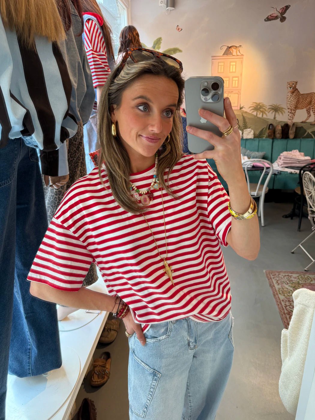 Jet shortsleeve red/white striped - Project 35