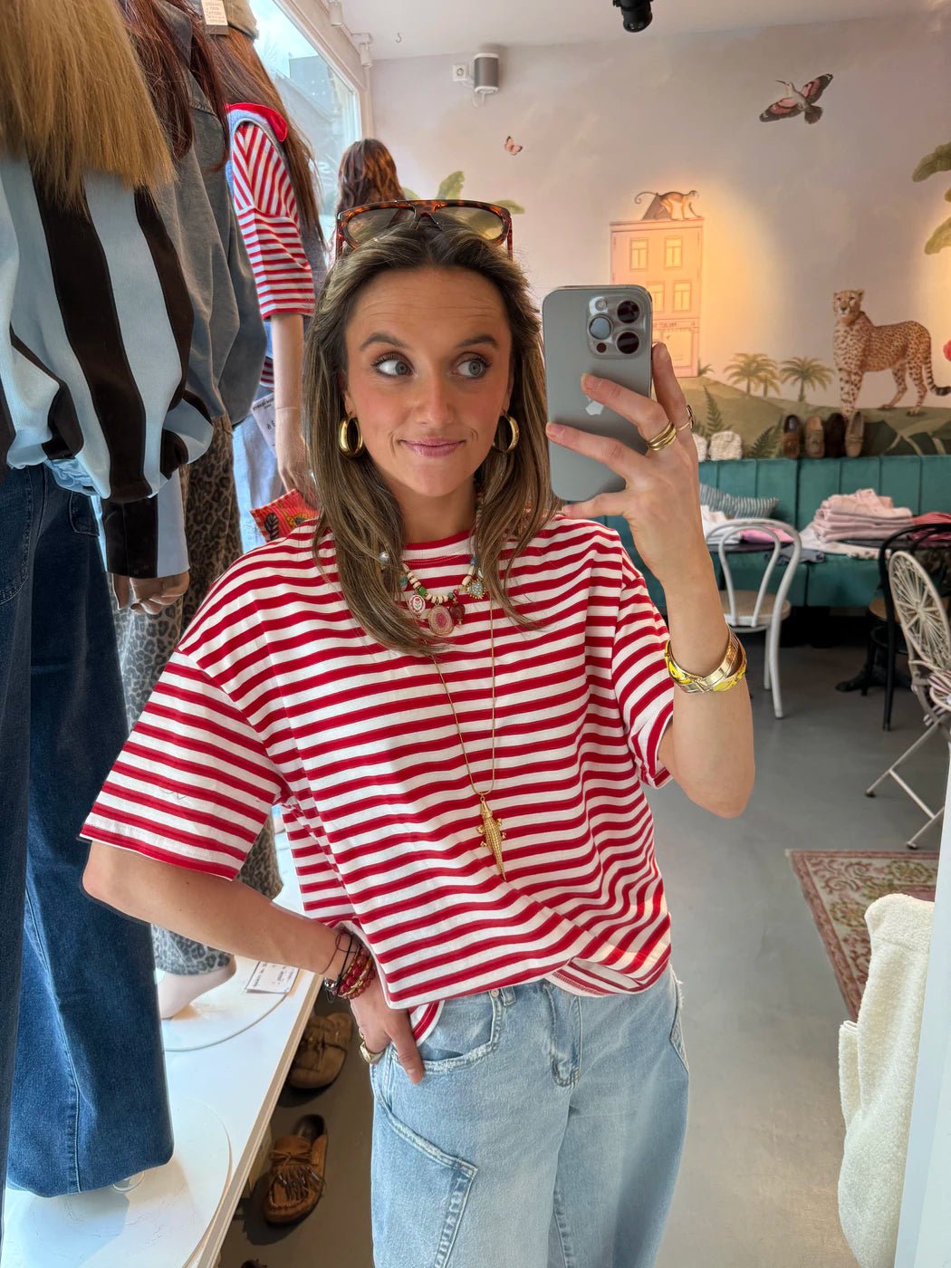 Jet shortsleeve red/white striped - Project 35