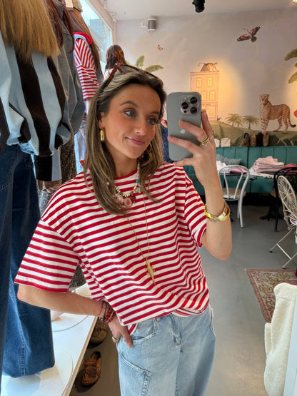 Jet shortsleeve red/white striped - Project 35