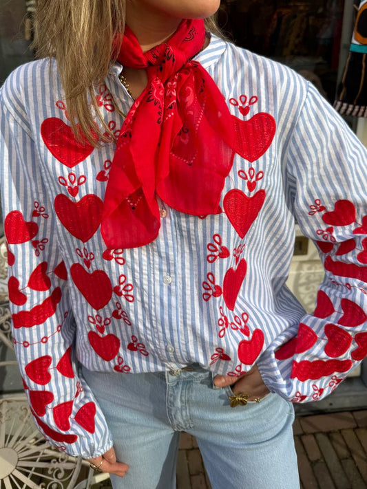 Julie blouse blauw/wit gestreept - Project 35