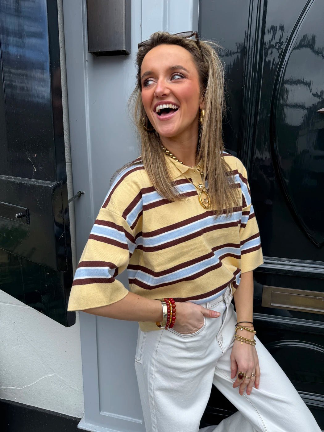 Kai striped polo yellow/blue - Project 35