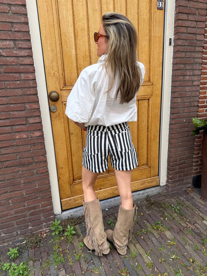Kate denim shorts striped black/white - Project 35