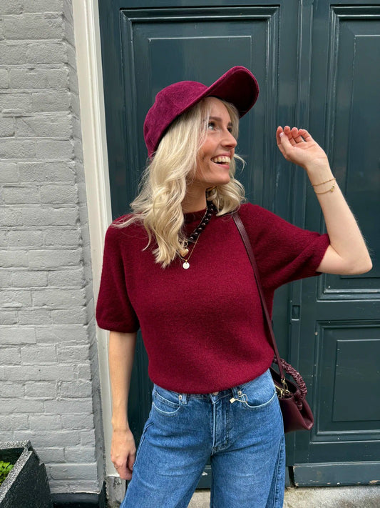 Kate truitje korte mouw burgundy - Project 35