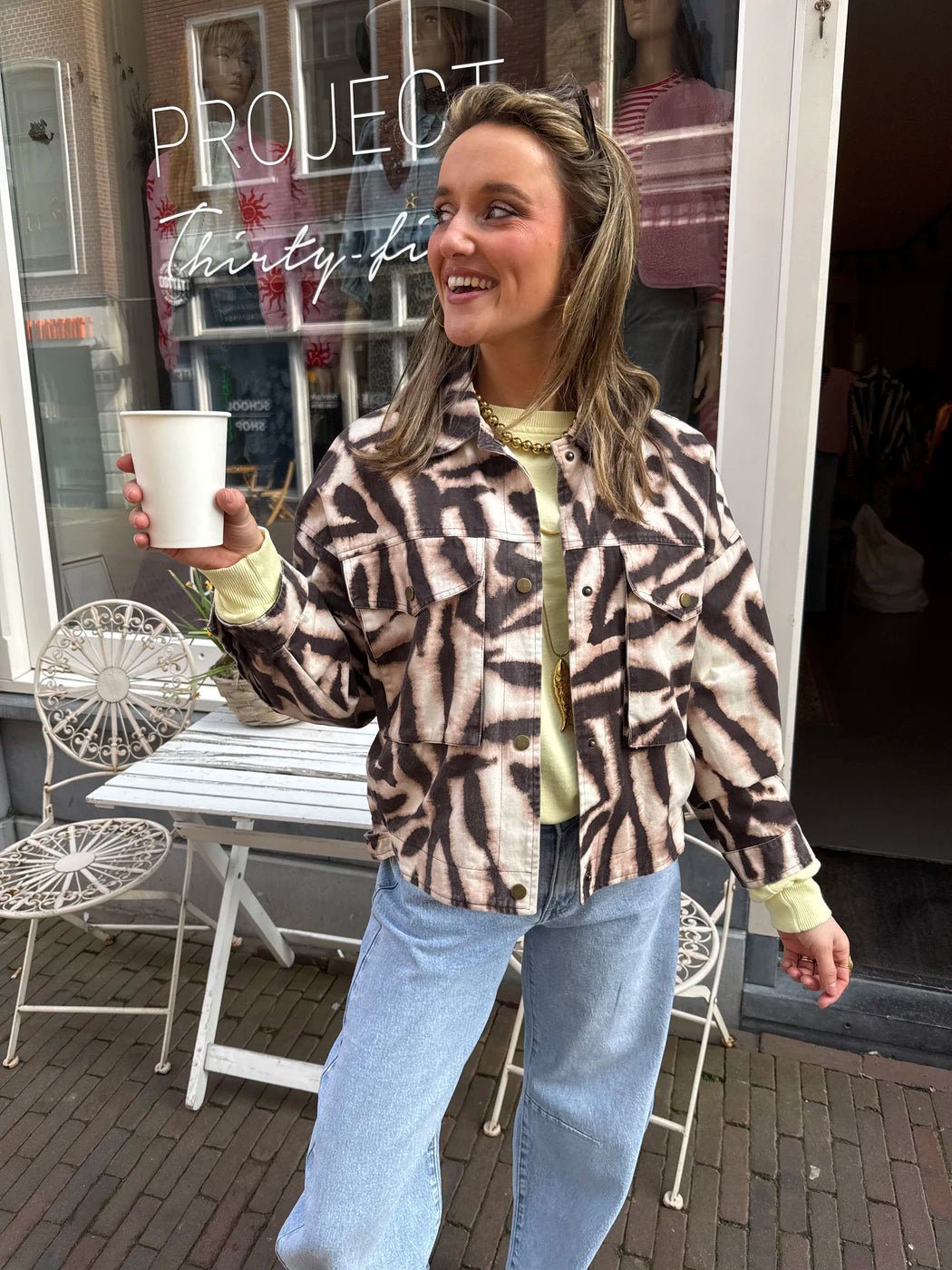 Lea denim jack zebra print - Project 35