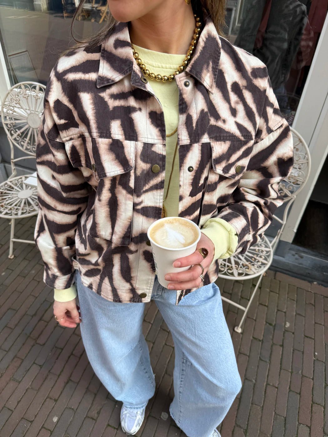 Lea denim jack zebra print - Project 35