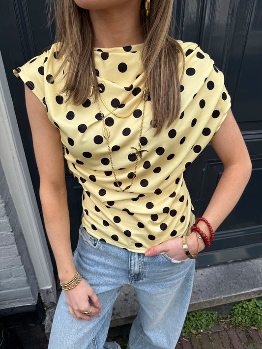 Len polkadot top geel - Project 35