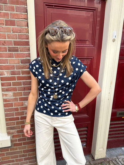 Len polkadot top navy/wit - Project 35