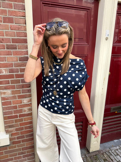 Len polkadot top navy/wit - Project 35