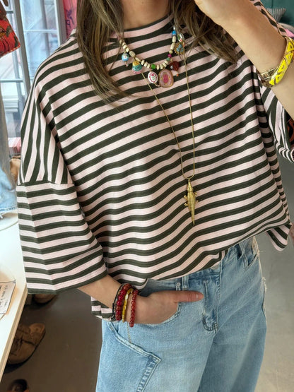 Lena shortsleeve light pink/ green - Project 35
