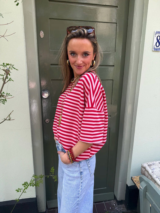 Lena shortsleeve rood/roze - Project 35