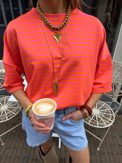 Lena shortsleeve roze/oranje - Project 35