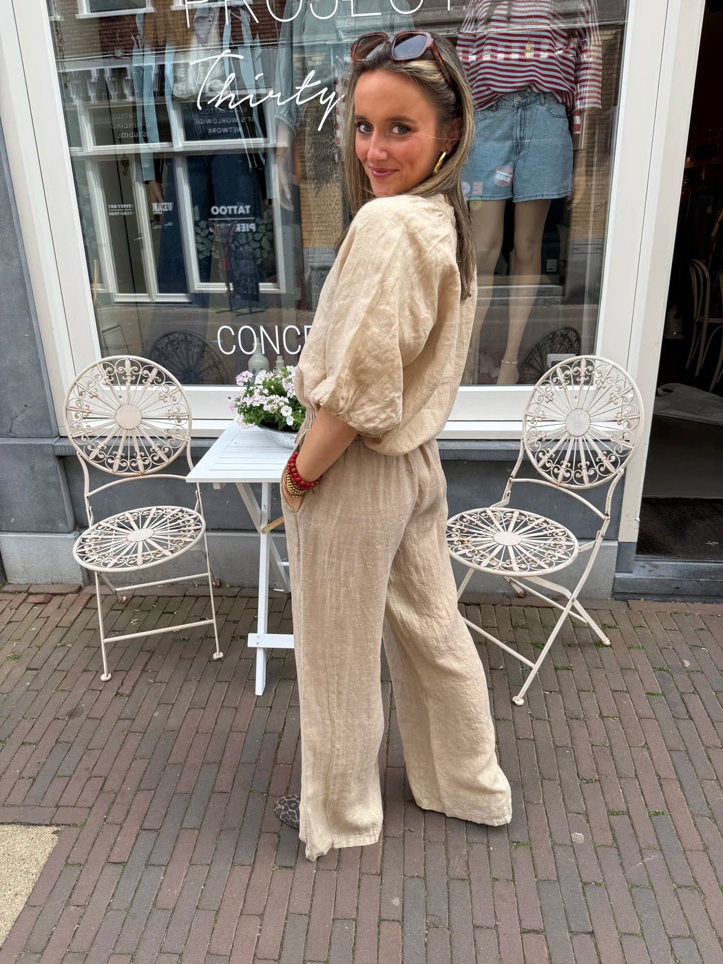 Leni linnen broek beige - Project 35
