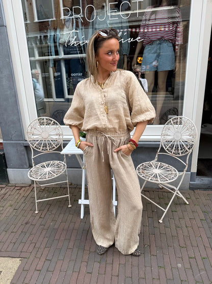 Leni linnen broek beige - Project 35