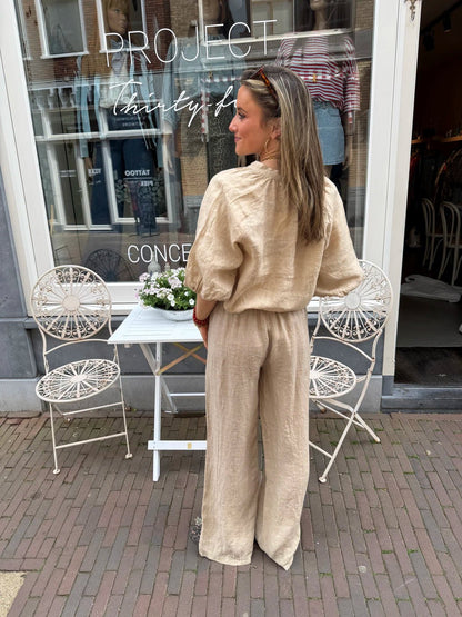 Leni linnen broek beige - Project 35
