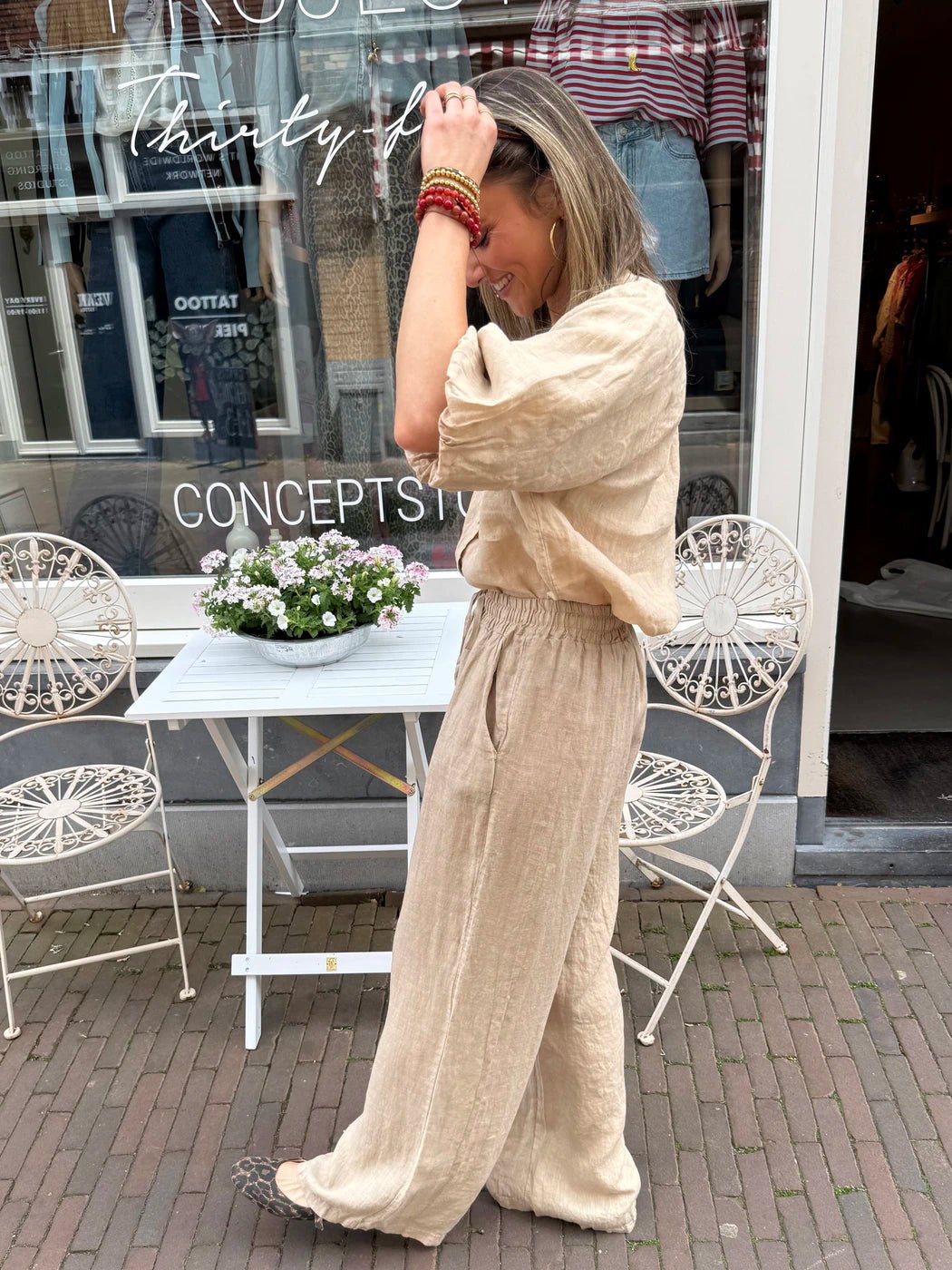 Leni linnen broek beige - Project 35