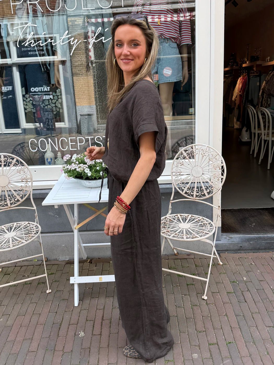 Leni linnen broek choco - Project 35