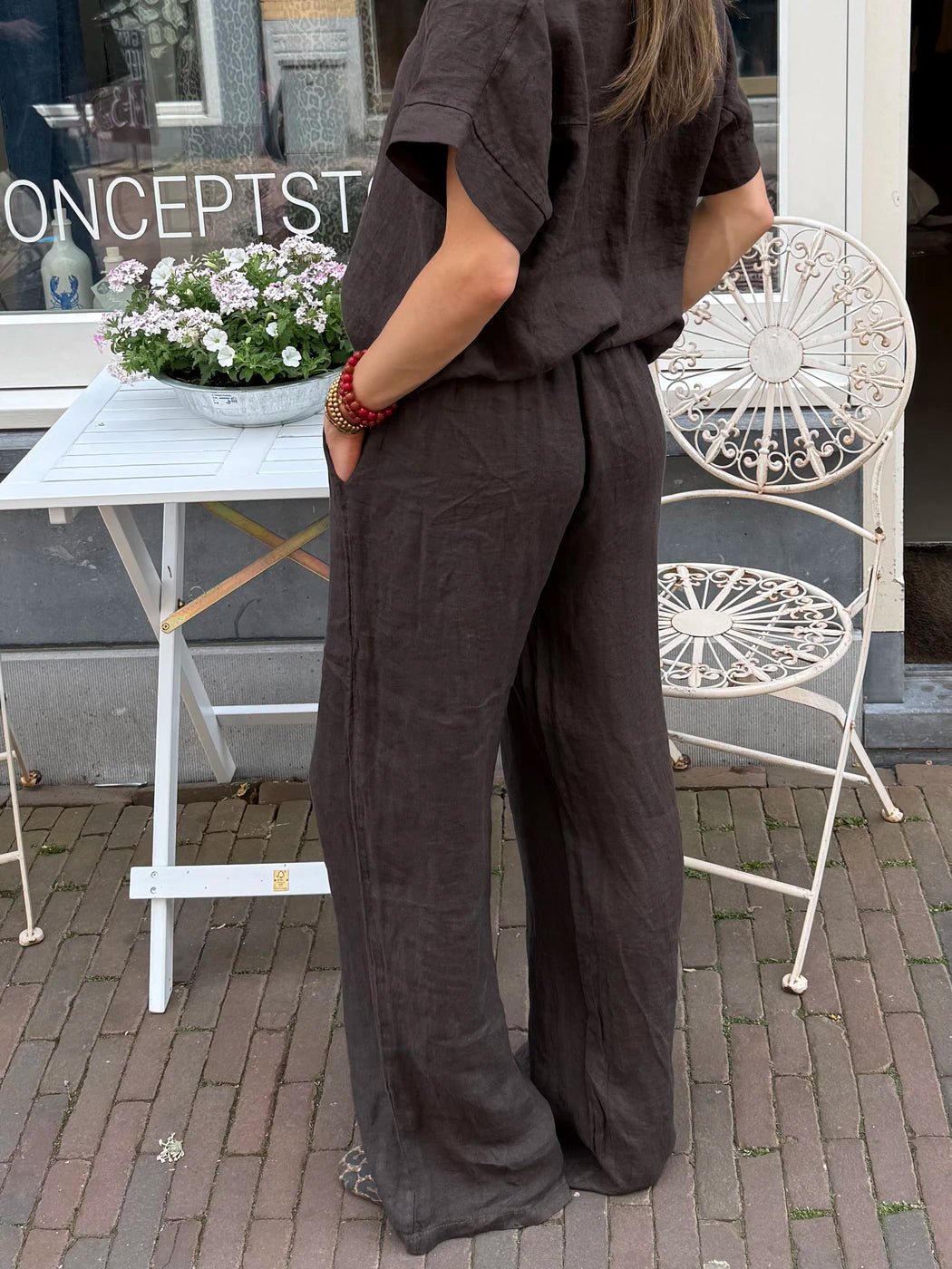 Leni linnen broek choco - Project 35