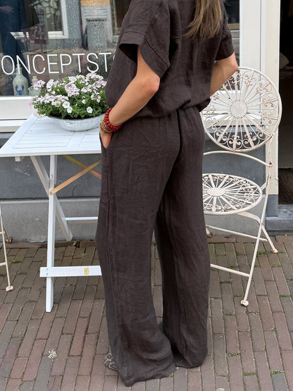 Leni linnen broek choco - Project 35