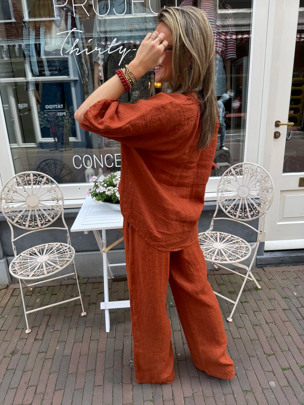 Leni linnen broek roest - Project 35
