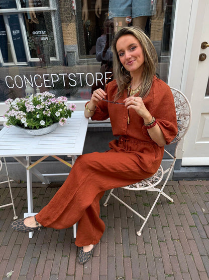 Leni linnen broek roest - Project 35