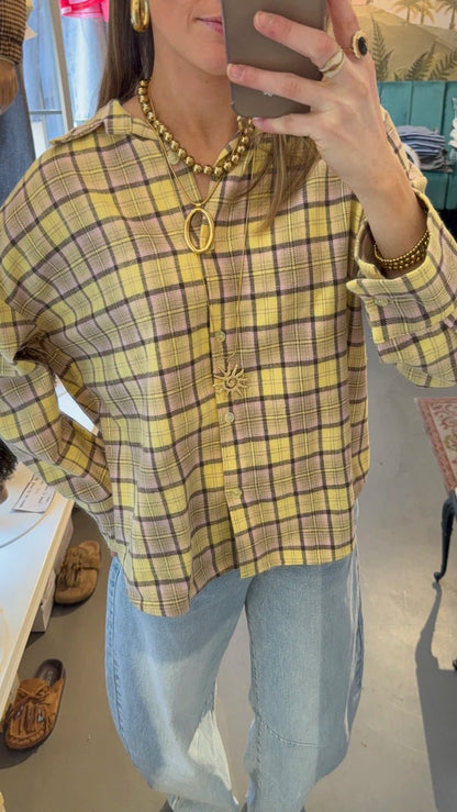 Lennie blouse geruit geel/roze - Project 35