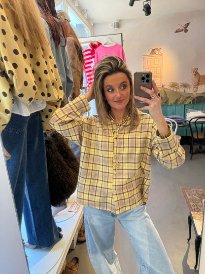 Lennie blouse geruit geel/roze - Project 35