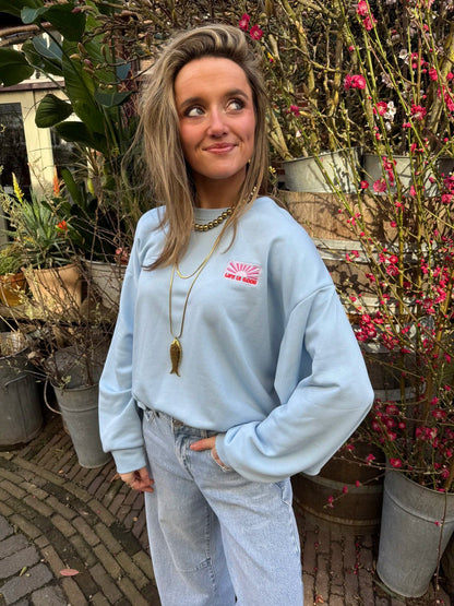 'Life is good' sweater lichtblauw - Project 35