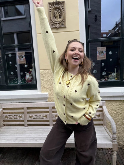 Lily hearts cardigan yellow/brown - Project 35