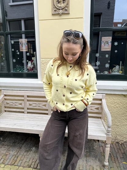 Lily hearts cardigan yellow/brown - Project 35