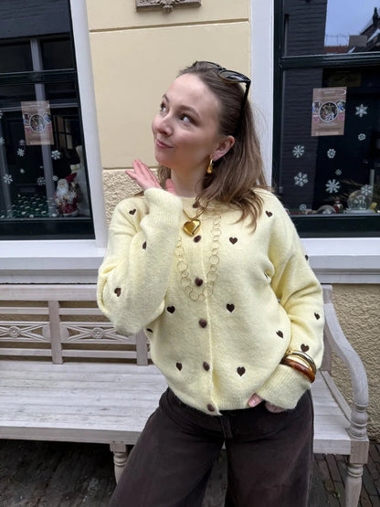 Lily hearts cardigan yellow/brown - Project 35