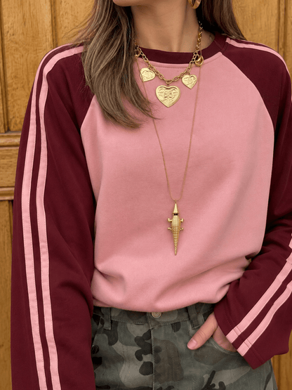 Lily sweatshirt roze/bordeaux streep - Project 35