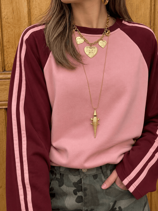 Lily sweatshirt roze/bordeaux streep - Project 35