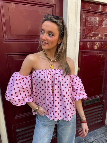 Lina polkadot top roze/bordeaux - Project 35