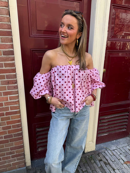 Lina polkadot top roze/bordeaux - Project 35