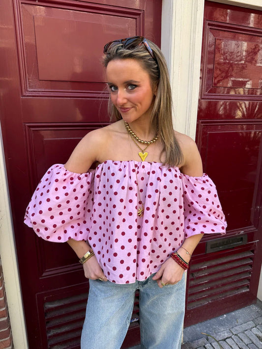 Lina polkadot top roze/bordeaux - Project 35