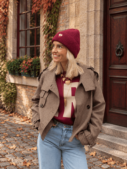 Liv trenchcoat geruit bordeaux/bruin - Project 35