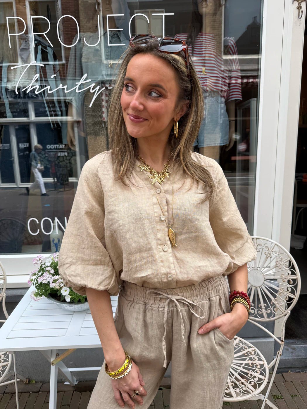 Lore linnen blouse beige - Project 35