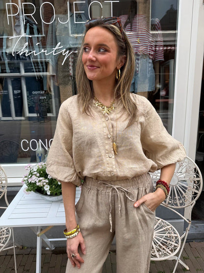 Lore linnen blouse beige - Project 35