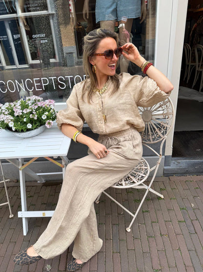Lore linnen blouse beige - Project 35