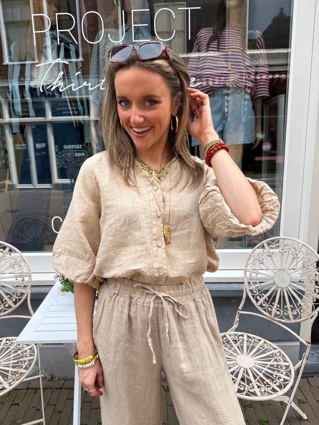 Lore linnen blouse beige - Project 35