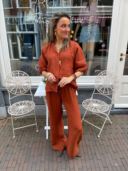 Lore linnen blouse roest - Project 35