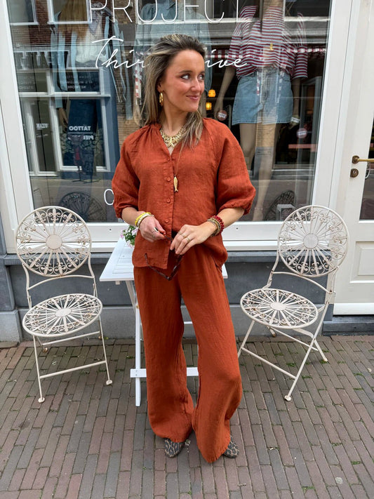 Lore linnen blouse roest - Project 35